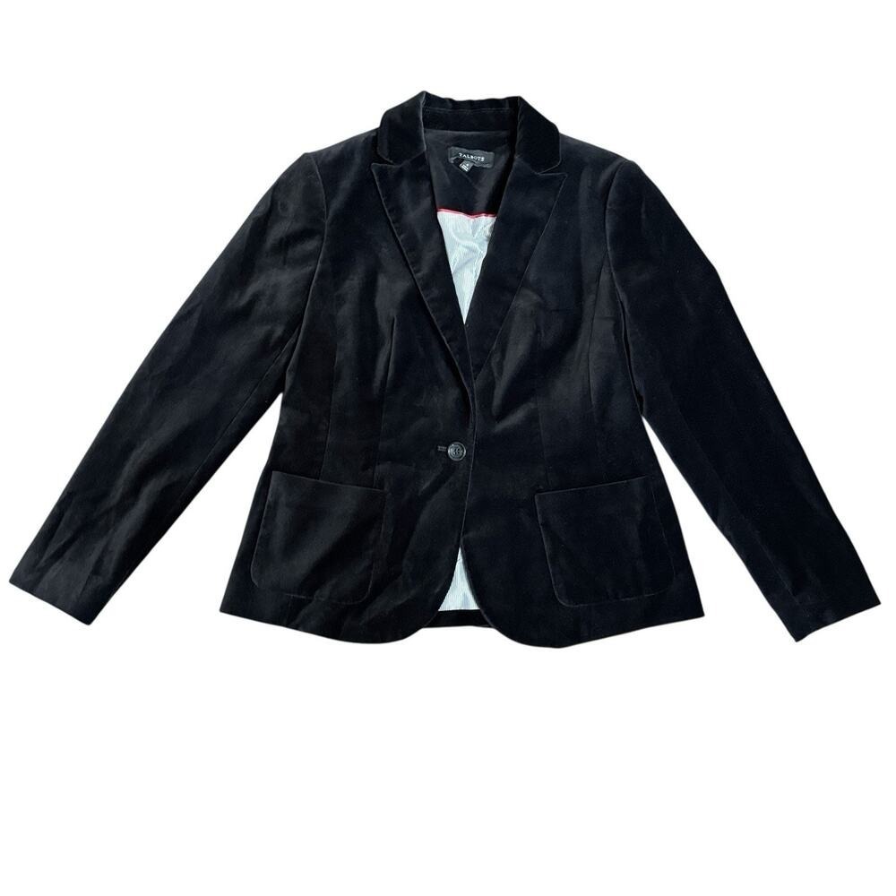 Talbots Classic Velvet Blazer Sz 4‎ Black $150 EUC Lined Pockets Holiday